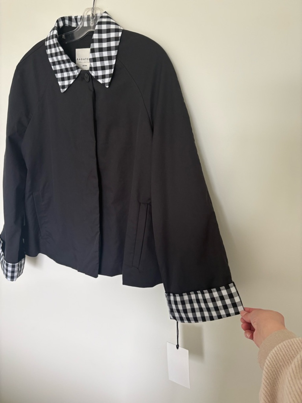 Bagatelle Collection Black Jacket with Gingham Trim – Size Large – NWT 🖤 - Picture 5 of 12